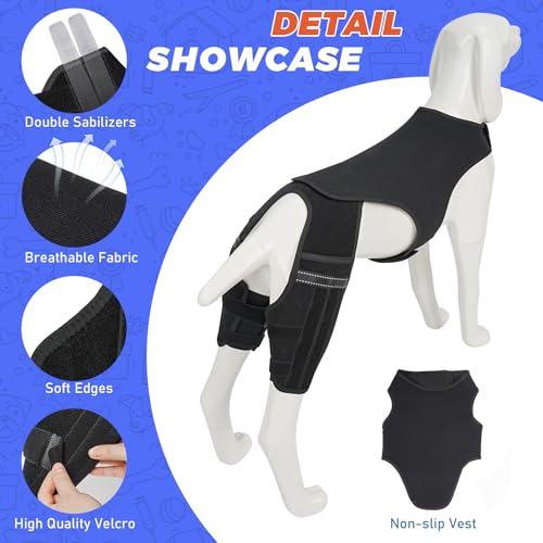 Image of Dog Knee Brace for Back Leg Fit Extra Large Dogs Metal Splint Hinged Flexible Support Dog ACL Hip Brace with 2 Metal Strips for Hip Dysplasia, CCL, Ligament Injuries & Osteoarthritis (XL)