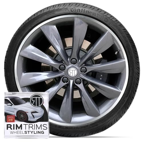 RT Rim Protectors 3/8 Inch Wide Wheel Rim Protectors | Curb Rash Rim Protector | Set of 4 | Durable Rim Guards | Easy to Install Universal Fit (Silver)