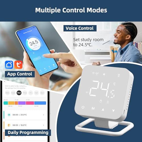 Beok Smart Thermostat for Gas Boiler and Water Underfloor Heating, Tuya Wireless Room Thermostat Central Heating Touch Screen, Compatible with Alexa Google Assistant, Battery Operated, BOT-R3X-WIFI - Image 4