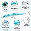 LUCKY CRAFT FlashMinnow 130MRS Saltwater Fishing Lures, Jerkbait for Halibut and Bass Fish, Slow Sinking 2-4ft, Surf Fishing Gear and Tackle Box Accessories, 621 Super Glow Blue-Pink Sardine #2