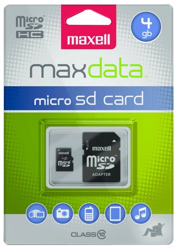 Maxell microSDHC 4GB tarjeta de memoria flash de formato pequeño para fotos