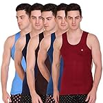 T.T. Men Solid Dyed Regular Fit Vest Pack Of 5