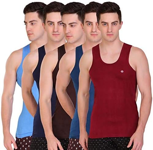 Men Solid Dyed Regular Fit Vest Pack Of 5