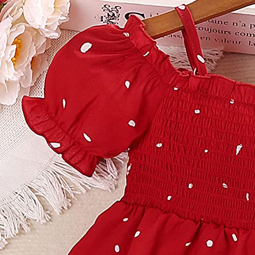 Vestido infantil de verão com babados, manga mosca, estampa de ponto ondulado, vestido de festa, Ver