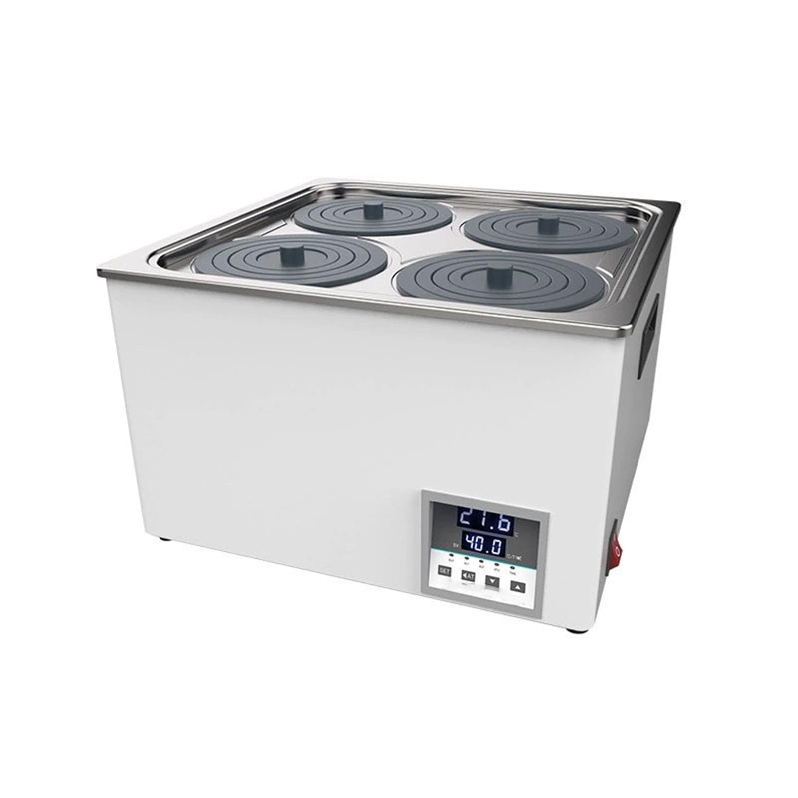 Cyfrowy termostatyczny podgrzewacz laboratoryjny ze stali nierdzewnej 600 W podwójny wyświetlacz LED, regulowane otwory, precyzyjny termostat ± 0,1 ° C do laboratorium, przemysłu i zastosowań Profe