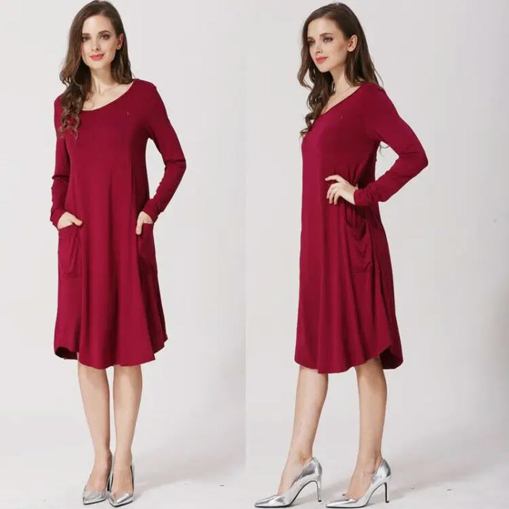 GLDFW Stillkleid, lange Ärmel, Stillen, Postpartum, lockere Schwangerschaftskleider