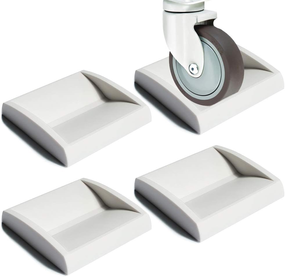 WELLGO Bed Stoppers & Furniture Cups 4 Pack - Premium Silicone Casters Furniture Wheel Stoppers fit All Wheels of Furniture, Sofa Bed Chairs-Made up of Solid Silicone Prevents Scratches (4 Pcs White)