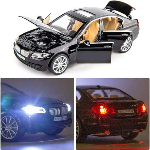 Image of DARVICE 132 Diecast Metal Toy Car BM 535i Diecast Car for Kids Light Sound Pullback Openable Door