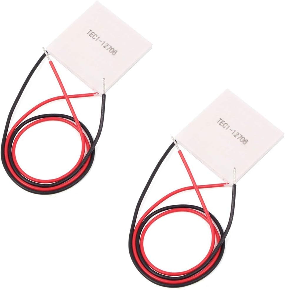 HiLetgo 2pcs TEC1-12706 Semiconductor Refrigeration Tablets TEC1-12706 12V 6A Heatsink Thermoelectric Cooler Cooling Peltier Plate Module 40x40MM