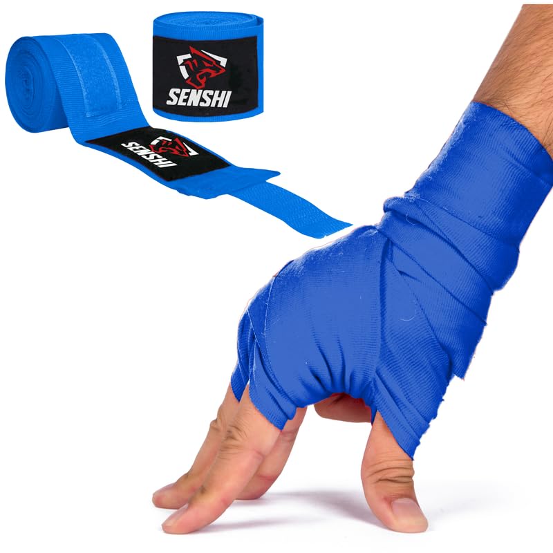 Senshi Japan Pro Grade Boxing Hand Wraps Set Fist Protector, MMA, Muay Thai, Kickboxing, Martial Arts Wrist Support Men's & Women's Training Bandage Gloves