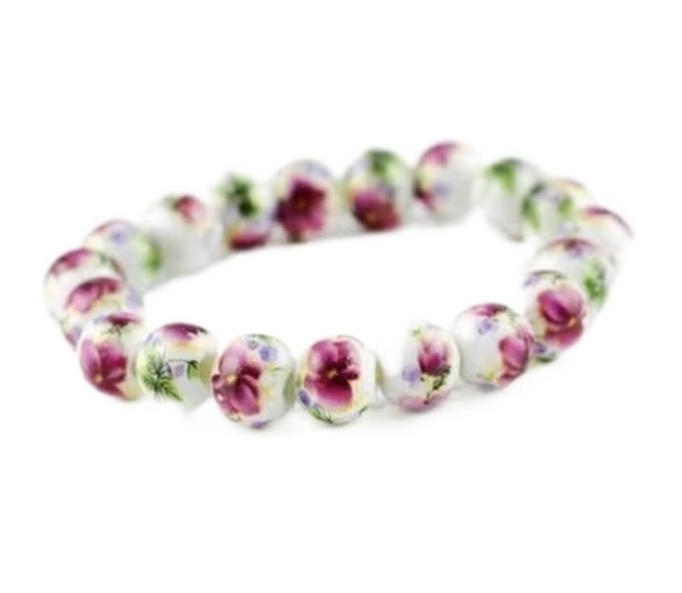 JCAKES Bracciali con perline Gioielli Nuovo braccialetto di perline in ceramica colorato a mano colorato piccolo fiore retrò for regalo di gioielli etnici cinesi bohémien da donna Delicato