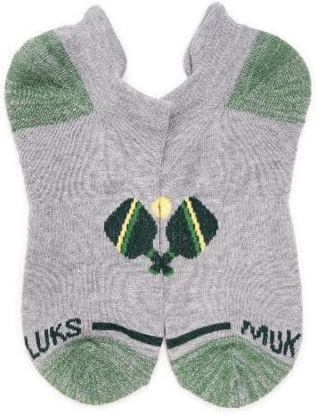 MUK LUKS Men's 6 Pack Pickleball Ankle Socks, Black/Green, OS - Image 3