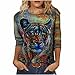 Trendige Oberteile Damen Neuartige T Shirt mit Tierdruck Langarm Bluse Persönlichkeit Pferd Katze Motiv Pullover Frühling Herbst Langarmshirts Tunika Teenager Mädchen Pulli Summertops Streetwear