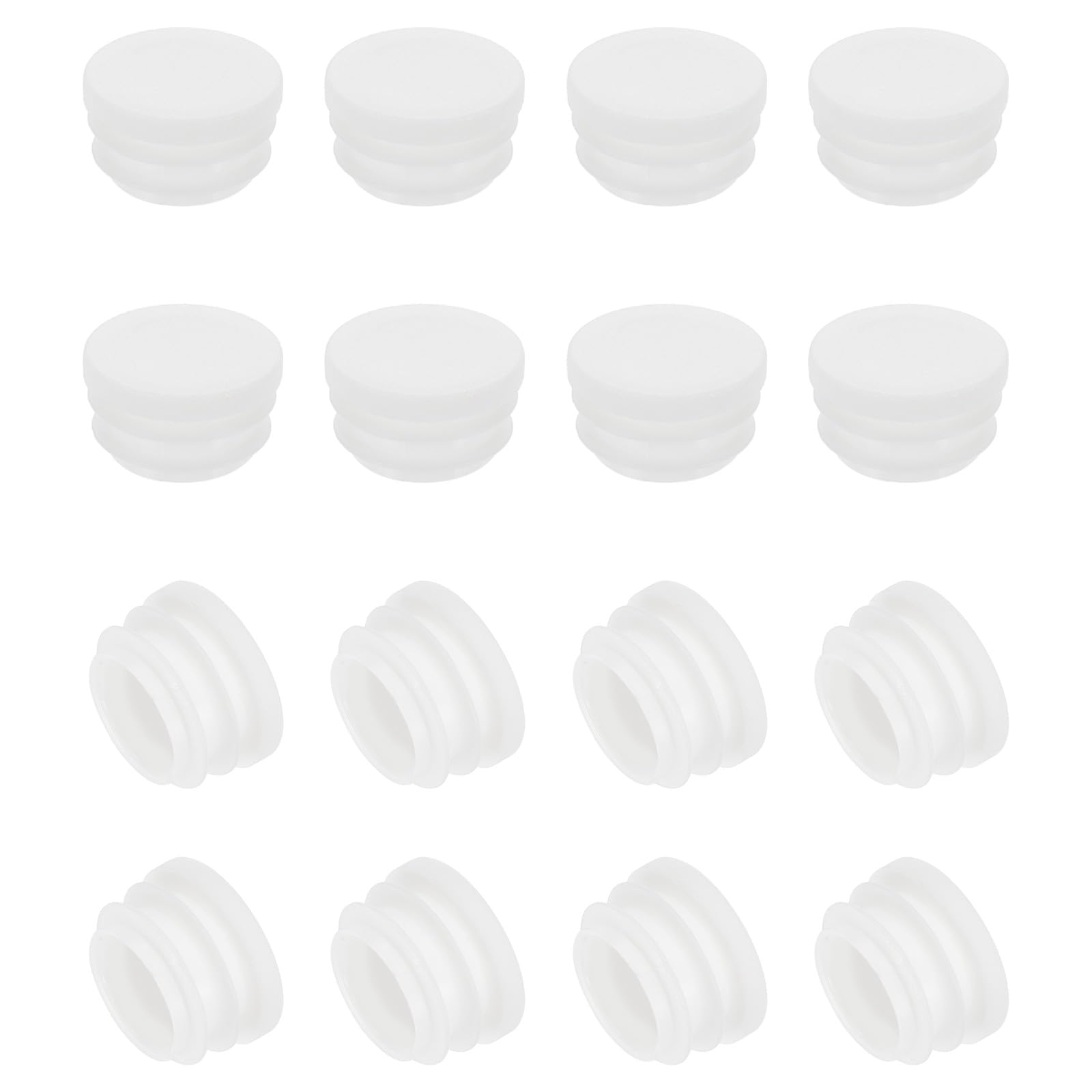 PATIKIL Round Plastic Plug, 16 Pcs 7/8 Inch/22mm Tubing Insert End Caps Plastic Plug Cap for Round Tubes Chair Legs Furniture Metal Tubing Hardware Plugs Fences, White