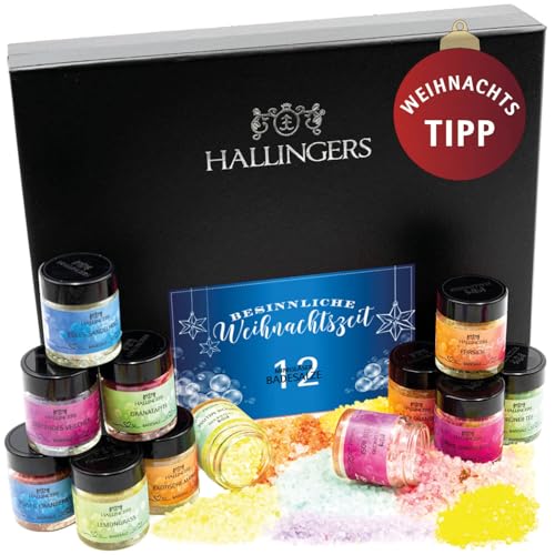 hallingers Sales de baño Mix Mujeres Wellness programa – Xmas | Set/MIX | 12 x Mini cristal en cartón de diseño, 420 g