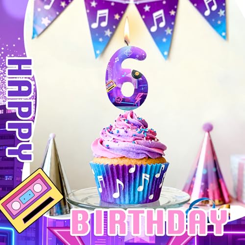 Image of Dark Purple Number 1 Birthday Candles, Cartoon Themed Cake Toppers for Boys Girls Cake Decorations, Birthday Decorations Party Supplies, Number Candles for Party Decor