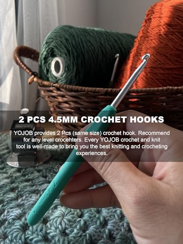 Image of 2Pcs 4.5mm Crochet Hooks, Ergonomic Crochet Hook for Arthritis and Beginners, Extra Long, Smooth, Comfortable (7 /4.5mm)
