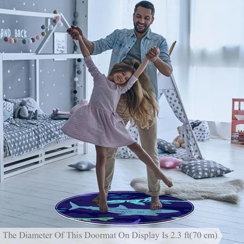 Tapis de salle de bain requin antidérapant rond 1m pour sécurité enfant