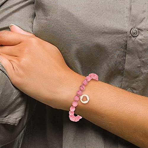 Ice Carats Stainless Steel Rose Plated Heart 6Mm Pink Jade Beaded Stretch Bracelet Tassel Adjustable Wrap Natural Stone Shell Wood Fashion Jewelry For Women Gifts For Her #TOP3