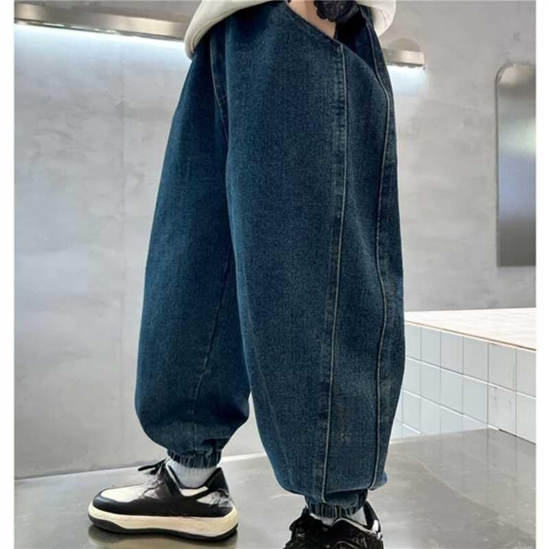 Kids Boys Baggy Black Jeans Wide Leg Elastic Waist Loose Denim Pants Multi Pockets Casual Cool Streetwear Jeans4