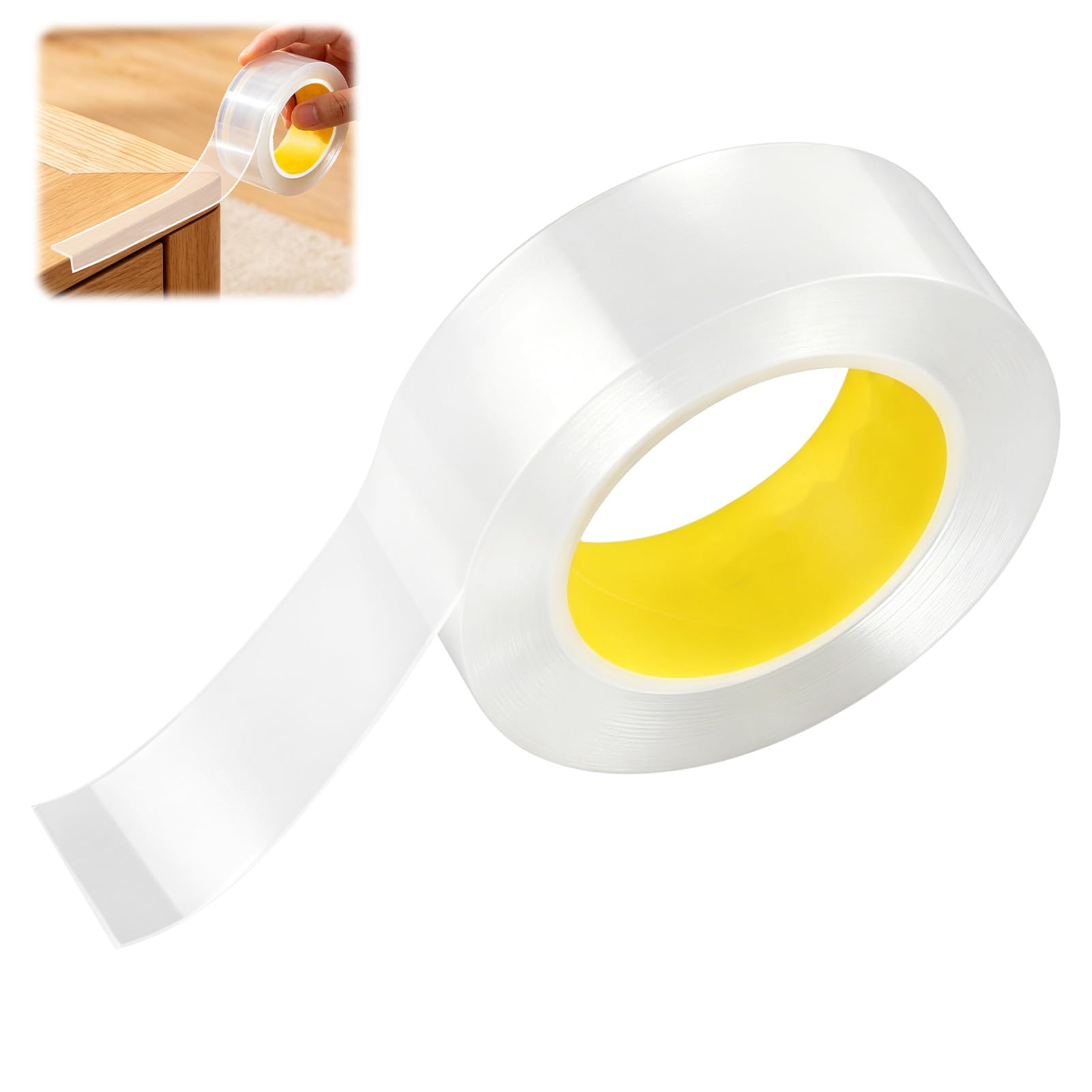 Clear Edge Protector Strip, 20mm X 3m Waterproof and Mold Resistant Safety Bumper Strip, Soft Self Adhesive Baby Proofing Edge Corner Protector for Cabinet Doors Table Kitchen Countertops