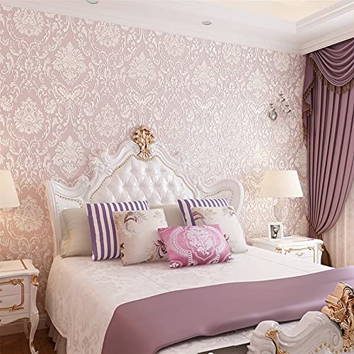 Generic Fondos de Pantalla, Fondos de Pantalla 3D Fondos de Pantalla No Tejidos Fondos de Pantalla Sala de Estar Dormitorio Televisión Pared de Fondo Finamente Estampada Fondos de Pantalla/Rosa/0,53