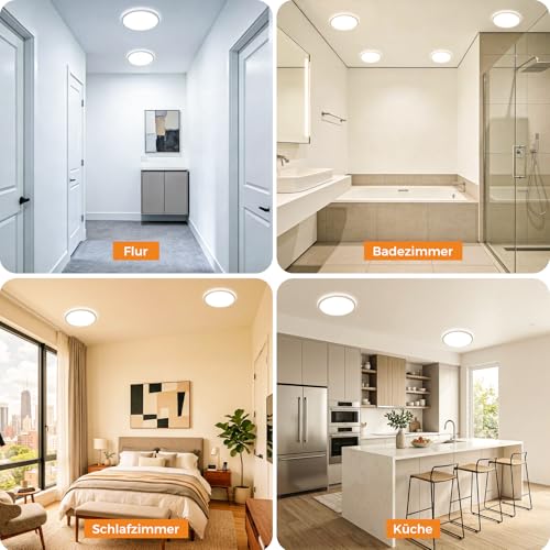 slochi LED Deckenleuchte 16CM Klein Rund Flach, 3 Lichtfarben 3000K/4000K/6500K Deckenlampe 12W 1500LM… – Ansicht 6