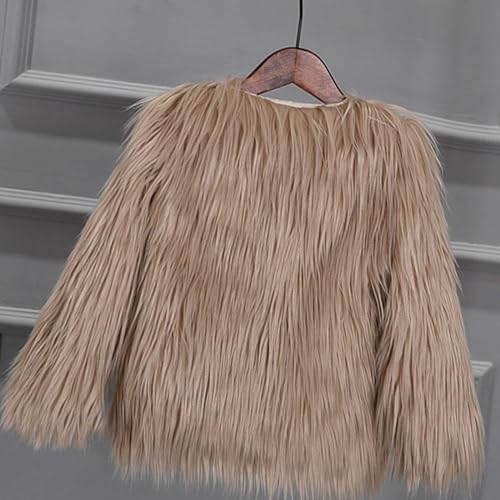 Girls Faux Fur Coat V-neck Fluffy Fleece Pullover Coat Winter Thick Warm Fashion Outfits Outwear Casual Soft Outwear3