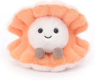 Apricot Lamb Clam Sea Animals Plush Animal for Kids, Soft Cute Plush Animal for Baby Girls and Boys, Fluffy Seashell Orange, 14cm