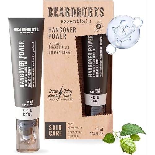 Beardburys Essentials Contorno de Ojos Hombre Hangover Power. Crema Anti Ojeras Lifting Efecto Inmediato para Ojeras Oscuras. Antiojeras con Ácido Hialurónico y Niacinamida, Vegana - 10ml