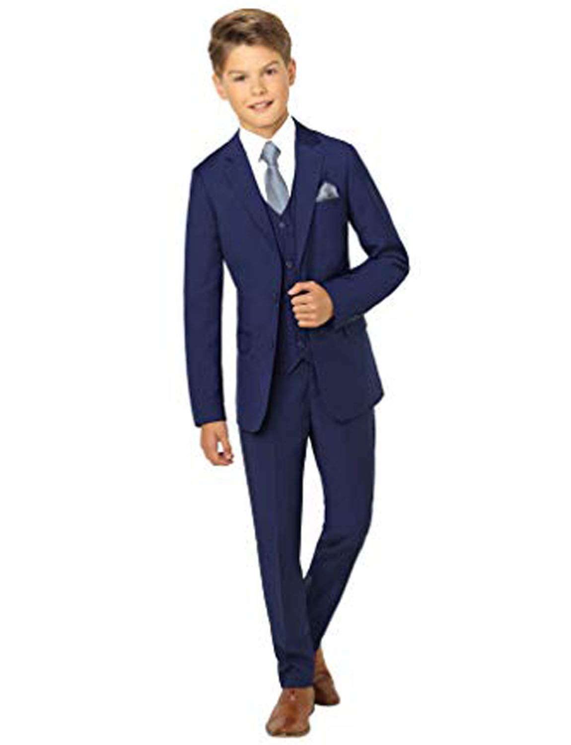 Chłopcy Garnitur formalny Slim Fit dwa guziki trzy częściowy zestaw