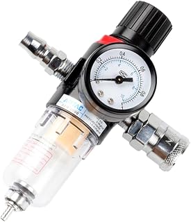 Unidad de mantenimiento de aire comprimido reductor de presión de 1/4", regulador de aire comprimido, accesorio con separador de agua y acoplamientos rápidos para compresor de aire comprimido,
