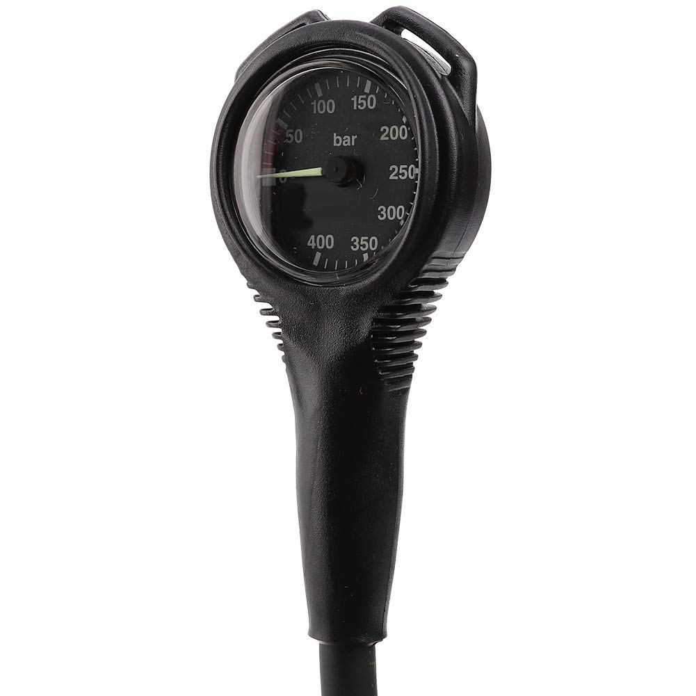 Tbest Manómetro Sumergible para Buceo con Esfera Luminosa, 400 Bar, Negro, Accesorio Buceadores Profesionales