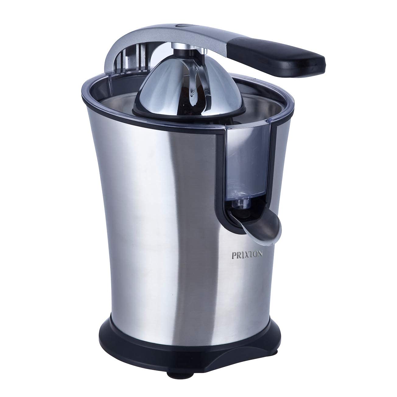 PRIXTON - Exprimidor Electrico de Naranjas Automatico, Exprime Zumos Fácilmente con 160 W de Potencia y 800 ml de Capacidad, Negro/Acero Inoxidable, Medidas 31x20x32 cm | XP1 (Reacondicionado)