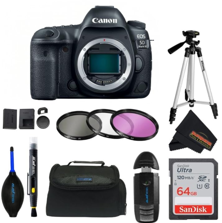 Canon EOS 5D Mark IV Full Frame Digital SLR (Body Only) (Camera (Body Only) w/Sunshine Advanced Accessories Bundle)