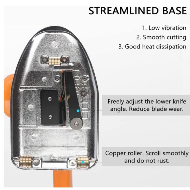 Máquina cortadora de tela eléctrica,altura de corte rotativa 27 mm Cortadora rotativa eléctrica Naranja Motor totalmente de cobre, 5 velocidades ajustables con lámpara LED,100C