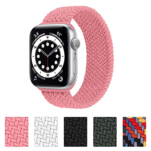 Stretchy Solo Loop Strap Compatible with Apple Watch Bands 38mm 40mm 42mm 44mm, Nylon Stretch Braided Sport Elastics Weave Women Men Wristband Compatible for iWatch SE Series 7 6 5 4 3 2 1