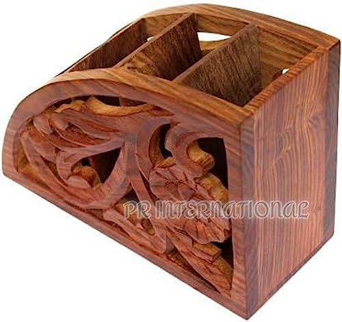 PR INTERNATIONAL HomeDecor Handcraft Wooden Remote Stand Holder/Stand/Organizer/Rack for Space Saving 5 Slot Storage Brown - Cosy Home Interiors PR INTERNATIONAL HomeDecor Handcraft Wooden Remote Stand Holder/Stand/Organizer/Rack for Space Saving 5 Slot Storage Brown - Image 4