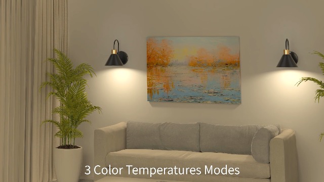 Image of Frideko Rechargeable Wall Sconces Set of Two, 3 Color Dimmable Battery Operated Wall Lights with Remote, Black Wireless Wall Lamp with Timer, Indoor Sconce Lighting for Living Room Bedroom Picture