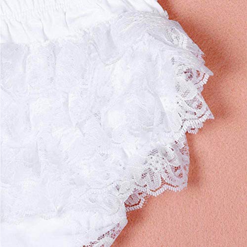 EQLEF Rüschen Bloomers Lace Windel Cover Frilled Knickers Mädchen Stirnband Set für Baby Fotografie Prop Kostüm (Weiß)