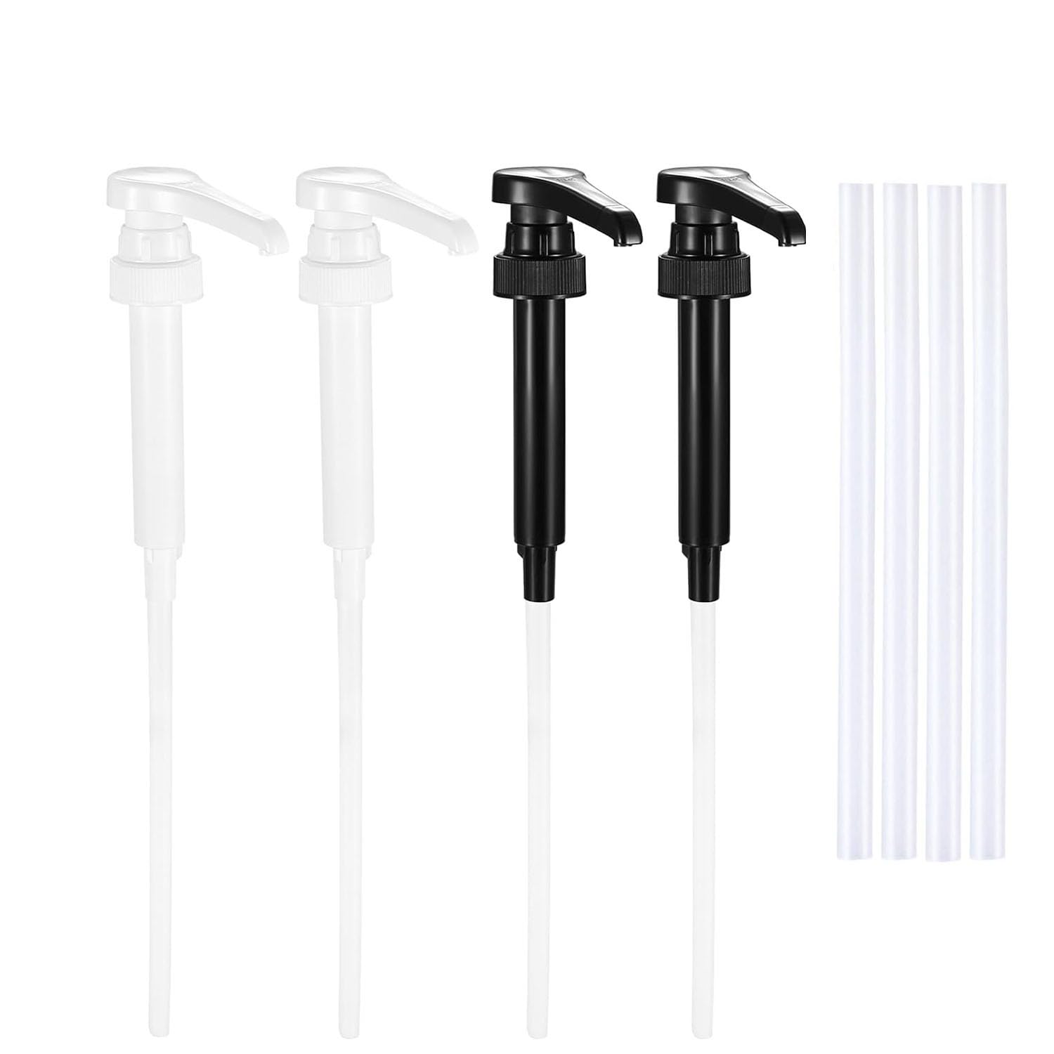 MaoNativey 4 Pieces Syrup Pumps, Reusable Syrup Pump for Flavorings Bottles, Coffee Syrup Dispenser Pumps,Soap Pump Head for Detergents Shampoo Cooking Oils Food Relishes