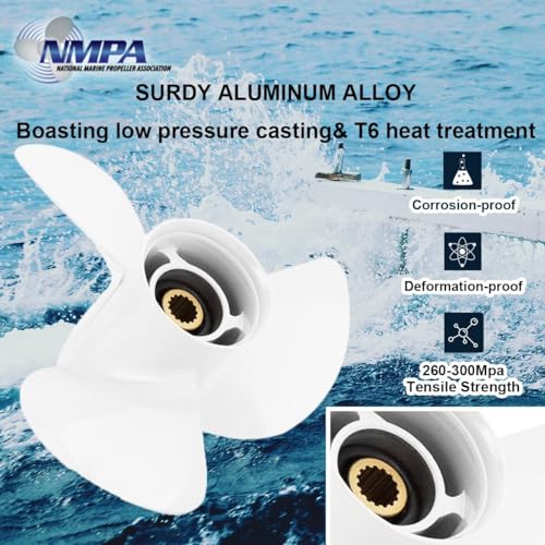 Image of VIF Aluminum Boat Propeller with Yamaha 60HP 70HP 75HP 80HP 85HP 90HP 115HP 130HP Outboard Engines,15 Tooth, Rh