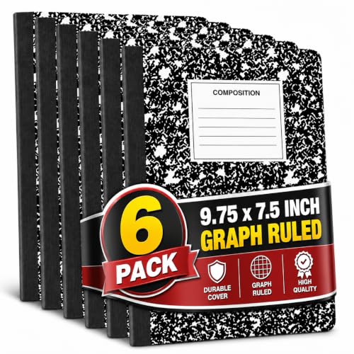 Cuaderno de composición cuádruple rayado 4 x 4 con cubierta rígida protectora de mármol 2