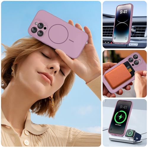 Image of Miracase Magnetic for iPhone 14 Pro Max Case, [Soft Anti-Scratch Microfiber Lining], Compatible with MagSafe, Silicone Shockproof Protection Phone Case for iPhone 14 Pro Max,Blackcurrant