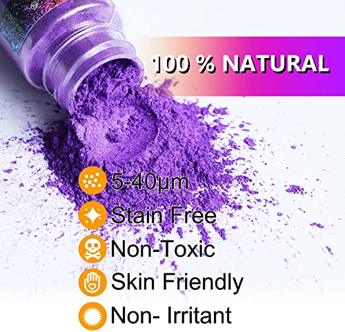 Mica Powder - 28 Colors Mica Powder For Epoxy Resin, Ercorart Pearlescent Pigment Powder For Soap Making, Candle Making, Bath Bomb, Lip Gloss, Eye Shadow, Nail Polish, Diy Crafts Supplies - 0.18Oz #TOP2