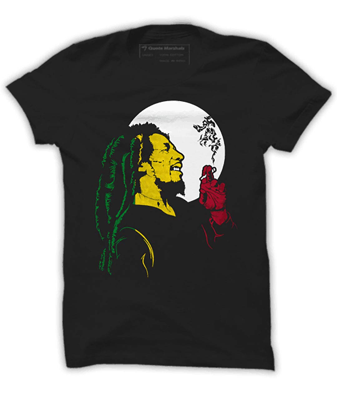 Quote Marshals Marijuana Rasta Black Cotton T-Shirt for Men's