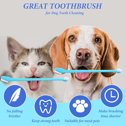 Image of cobee 150Pcs Dog Toothbrushes, Dual-Headed Dental Pet Brushes with Long Handle Soft Bristles Dog Tooth Brush for Large Small Dogs Cats Puppies Teeth Cleaning Oral Care Supplies, 5 Colors