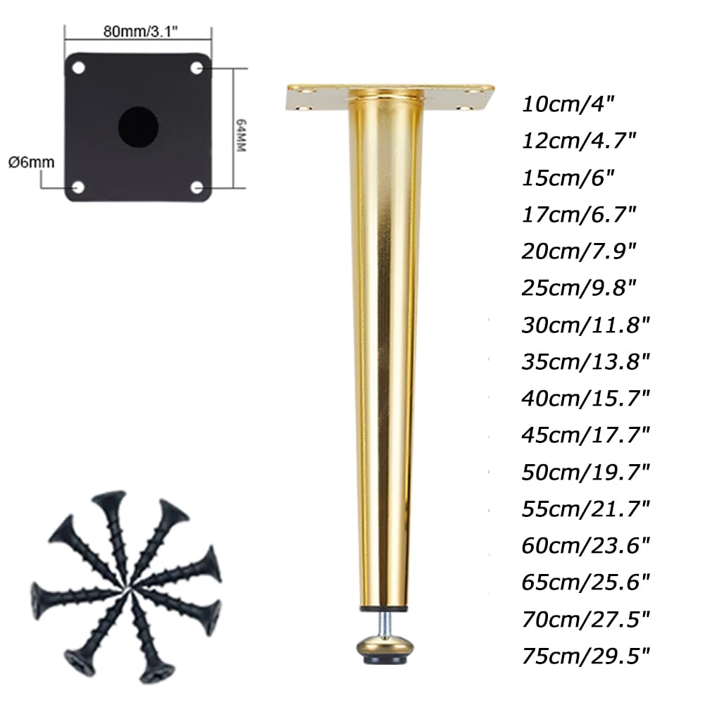 Pieds De Meubles Réglables En Métal – Noir, Or, Argent – 4 Pièces | Jambes De Table, Canapé, Lit, Support Jusqu’à 800 Kg