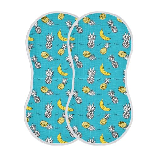 Animal Fur Fruit Pineapple Banana Cotton Baby Burp Cloth Soft and Absorbent wash rag for Unisex Set of 2, 22x11in