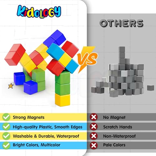Image of Kidology Magnetic Building Blocks 32Pcs Magnetic Blocks Magnetic Toys for 3 4 5 6 7 8 Years Old Boys Girls Preschool Structures Sensory Toys for Kids